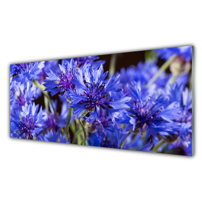 Glass Wall Art Flowers floral purple