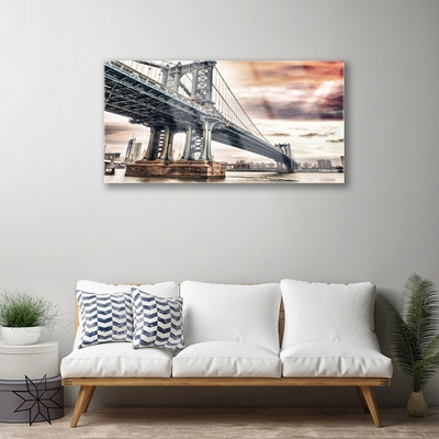 Glass Wall Art Bridge architecture grey brown