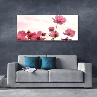 Glass Wall Art Flowers floral pink