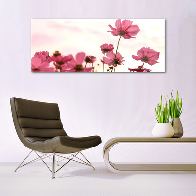 Glass Wall Art Flowers floral pink