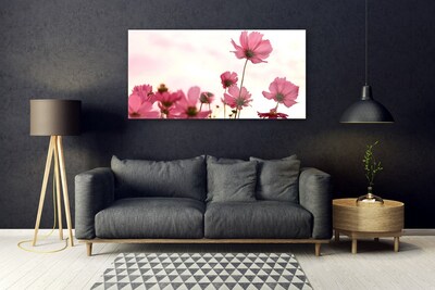 Glass Wall Art Flowers floral pink