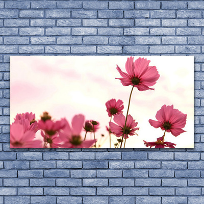 Glass Wall Art Flowers floral pink