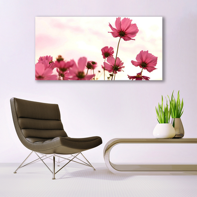 Glass Wall Art Flowers floral pink