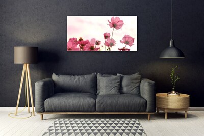 Glass Wall Art Flowers floral pink