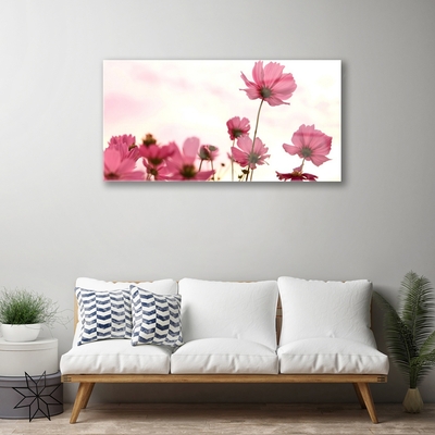 Glass Wall Art Flowers floral pink