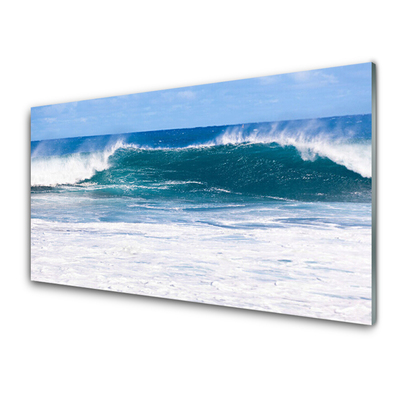 Glass Wall Art Sea landscape blue white