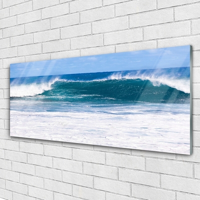 Glass Wall Art Sea landscape blue white