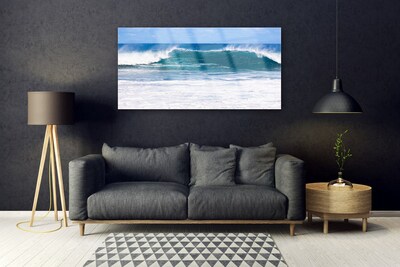 Glass Wall Art Sea landscape blue white