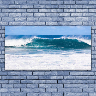 Glass Wall Art Sea landscape blue white