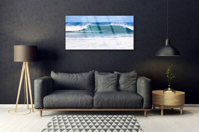 Glass Wall Art Sea landscape blue white