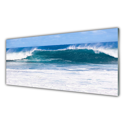 Glass Wall Art Sea landscape blue white