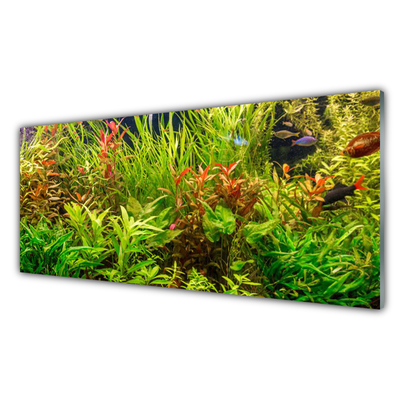 Glass Wall Art Plants floral green brown
