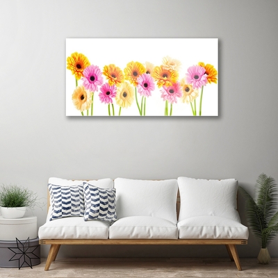 Glass Wall Art Flowers floral yellow pink green