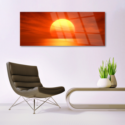 Glass Wall Art Sun landscape yellow