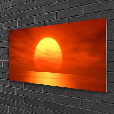 Glass Wall Art Sun landscape yellow