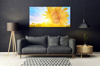 Glass Wall Art Sunflower floral yellow