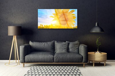 Glass Wall Art Sunflower floral yellow