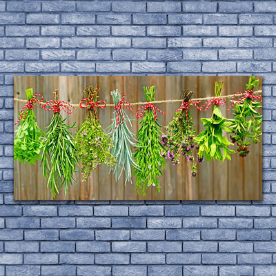 Glass Wall Art Flowers floral green red