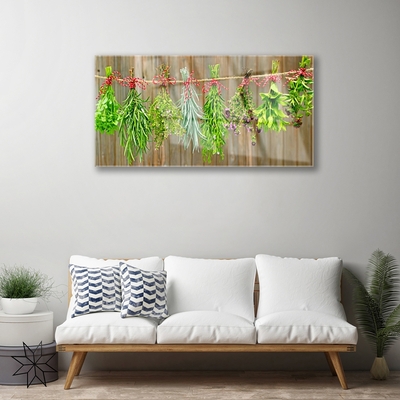 Glass Wall Art Flowers floral green red