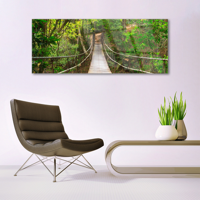 Glass Wall Art Bridge forest nature brown green