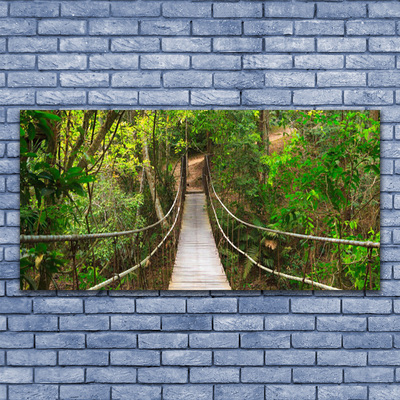 Glass Wall Art Bridge forest nature brown green