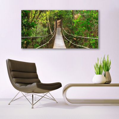 Glass Wall Art Bridge forest nature brown green