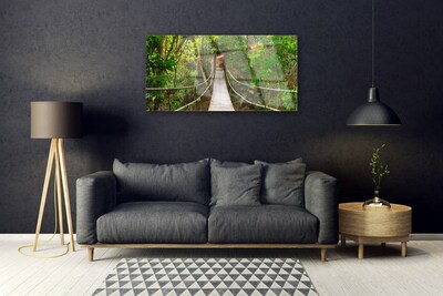 Glass Wall Art Bridge forest nature brown green