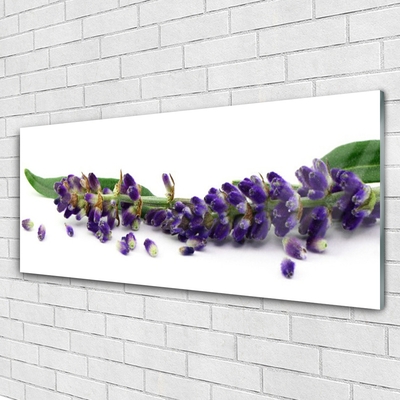 Glass Wall Art Petals floral purple green