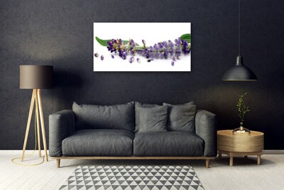 Glass Wall Art Petals floral purple green