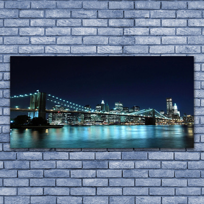 Glass Wall Art Bridge sea architecture blue