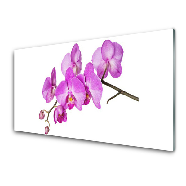 Glass Wall Art Flowers floral pink