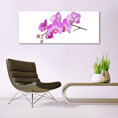 Glass Wall Art Flowers floral pink