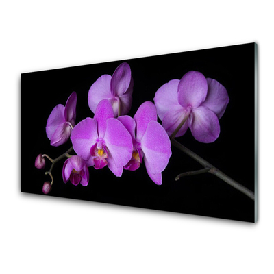 Glass Wall Art Flowers floral pink