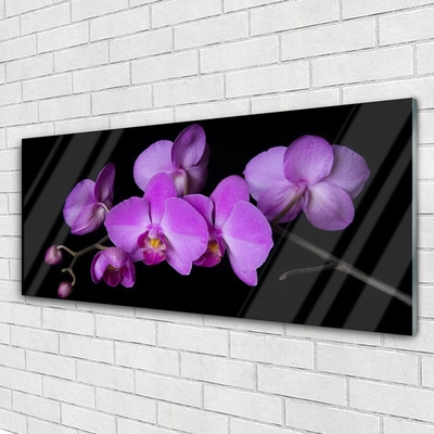 Glass Wall Art Flowers floral pink