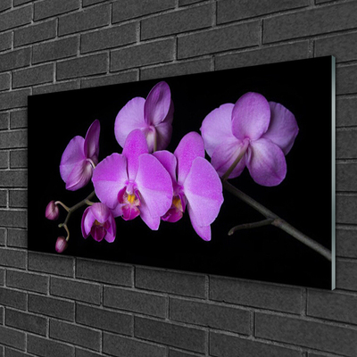 Glass Wall Art Flowers floral pink