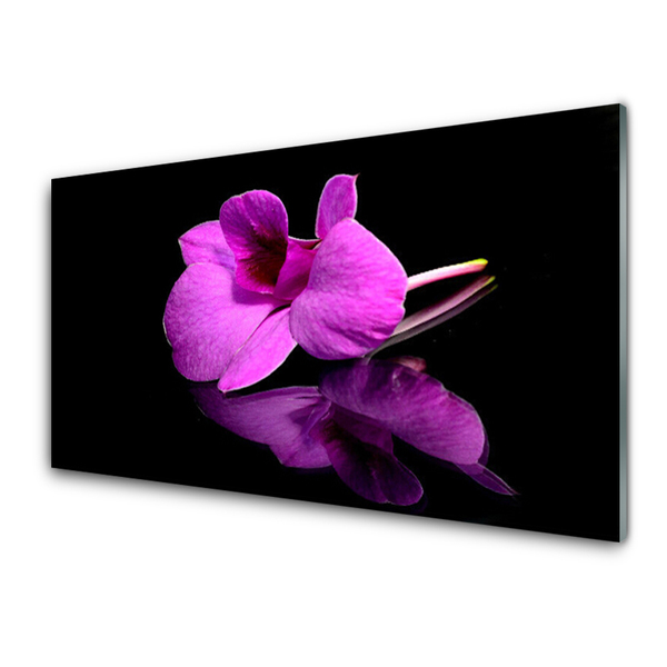 Glass Wall Art Flower floral pink