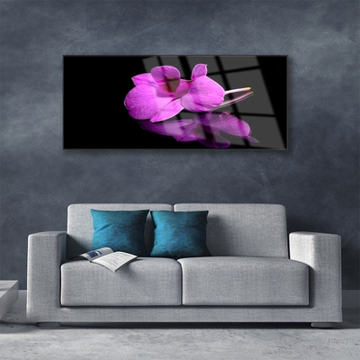 Glass Wall Art Flower floral pink