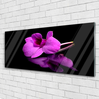 Glass Wall Art Flower floral pink