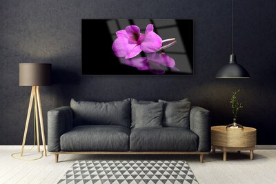 Glass Wall Art Flower floral pink