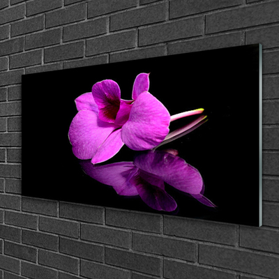 Glass Wall Art Flower floral pink