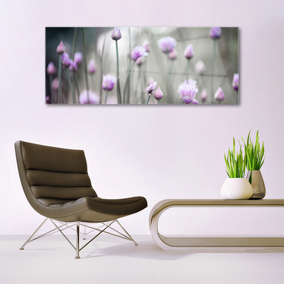 Glass Wall Art Flowers floral pink grey