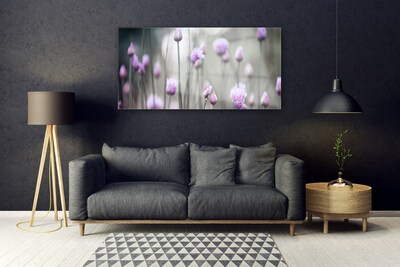 Glass Wall Art Flowers floral pink grey