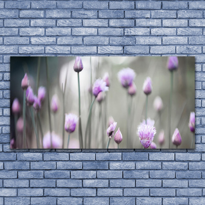 Glass Wall Art Flowers floral pink grey