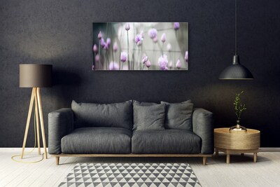 Glass Wall Art Flowers floral pink grey