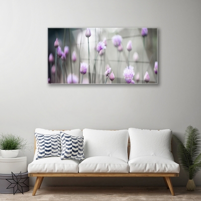 Glass Wall Art Flowers floral pink grey