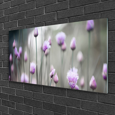 Glass Wall Art Flowers floral pink grey