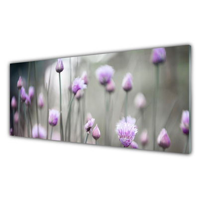 Glass Wall Art Flowers floral pink grey