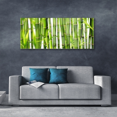 Glass Wall Art Bamboo stalks floral green