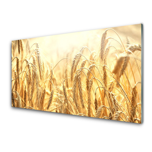 Glass Wall Art Wheat floral yellow