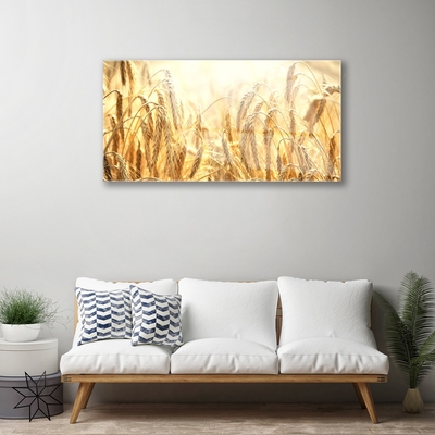 Glass Wall Art Wheat floral yellow